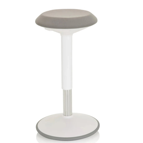 Ausilio per la posizione eretta BALANCE SIT III W in bianco e grigio con seduta imbottita e base rotonda di hjh OFFICE