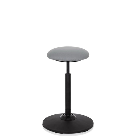 Graue Stehhilfe BALANCE SIT mit rundem Sitzpolster und schwarzem Standfuß von hjh OFFICE