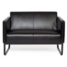Sofà lounge BALI BLACK nero a due posti con rivestimento liscio e piedi a slitta di hjh OFFICE