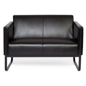 Sofà lounge BALI BLACK nero a due posti con rivestimento liscio e piedi a slitta di hjh OFFICE