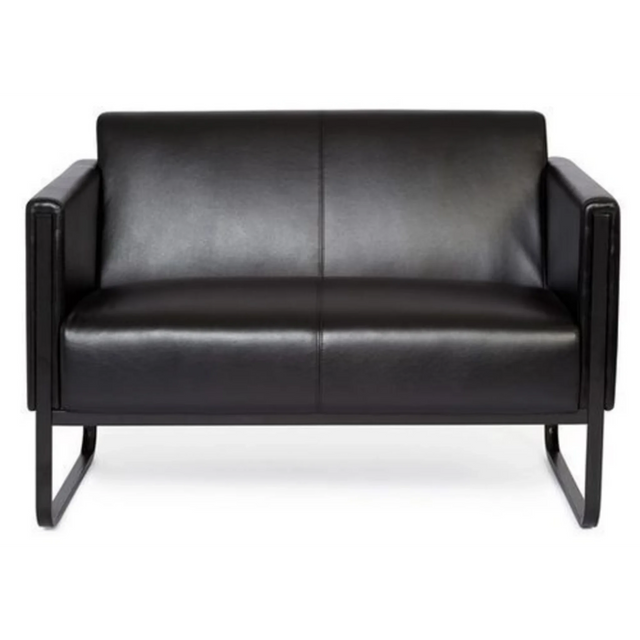 Sofà lounge BALI BLACK nero a due posti con rivestimento liscio e piedi a slitta di hjh OFFICE
