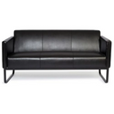 Sofà lounge nero BALI BLACK a tre posti con rivestimento in pelle e struttura in metallo di hjh OFFICE