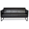 Sofà lounge nero BALI BLACK a tre posti con rivestimento in pelle e struttura in metallo di hjh OFFICE