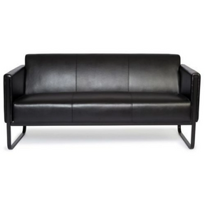 Sofà lounge nero BALI BLACK a tre posti con rivestimento in pelle e struttura in metallo di hjh OFFICE