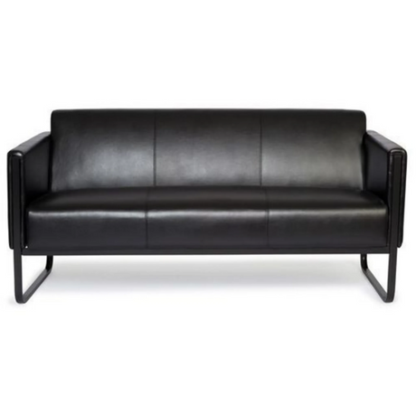 Sofà lounge nero BALI BLACK a tre posti con rivestimento in pelle e struttura in metallo di hjh OFFICE