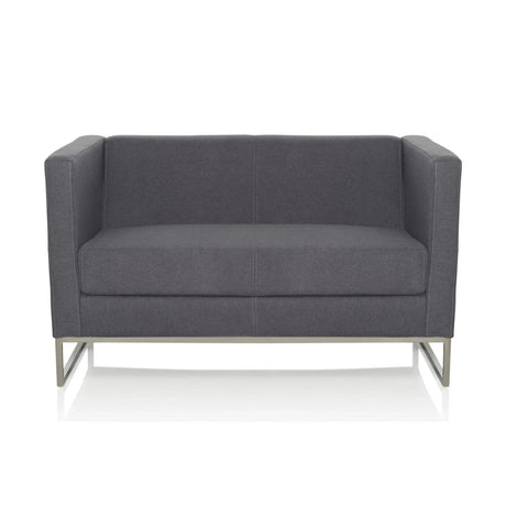 Sofà lounge BARBADOS grigio scuro a due posti con struttura in metallo di hjh OFFICE