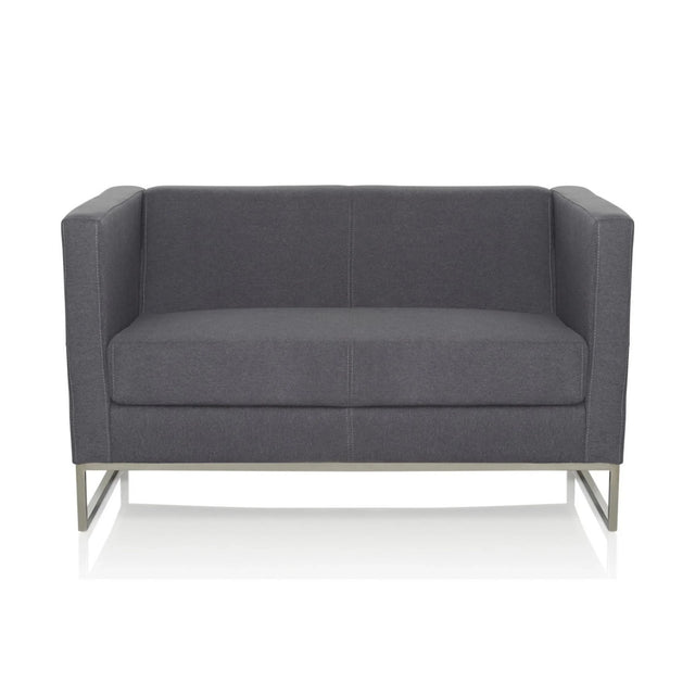 Sofà lounge BARBADOS grigio scuro a due posti con struttura in metallo di hjh OFFICE