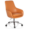 Poltrona professionale BARENO in arancione con scocca curva e base a stella lucida di hjh OFFICE