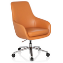 Poltrona professionale BARENO in arancione con scocca curva e base a stella lucida di hjh OFFICE