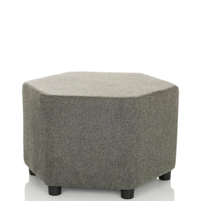 Sgabello imbottito grigio BAREO con rivestimento in tessuto strutturato e piedini neri corti di hjh OFFICE
