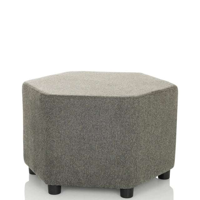 Sgabello imbottito grigio BAREO con rivestimento in tessuto strutturato e piedini neri corti di hjh OFFICE