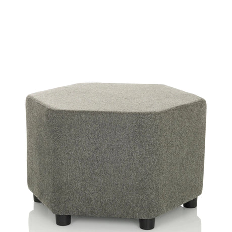 Sgabello imbottito grigio BAREO con rivestimento in tessuto strutturato e piedini neri corti di hjh OFFICE