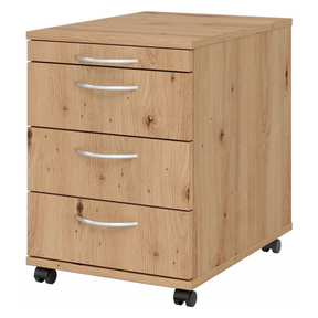 Cassettiera sottoscrivania BARI 1606 effetto rovere frassino con quattro cassetti e maniglie a ponte di hjh OFFICE PRO