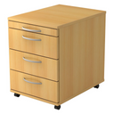 Cassettiera su ruote BARI 1606 in plastica color faggio con quattro cassetti e maniglie a ponte di hjh OFFICE PRO