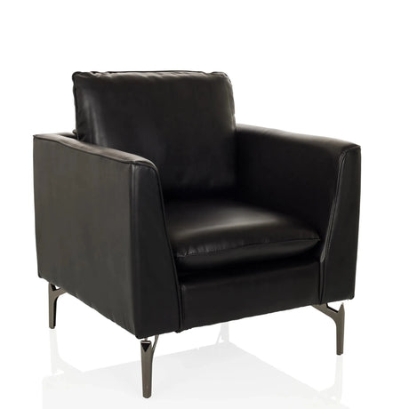 Poltrona Lounge BAVERO nera in ecopelle con gambe metalliche di hjh OFFICE