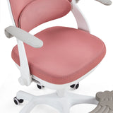 Seduta e schienale rosa imbottiti della sedia girevole per bambini Kiddy Smart Step con struttura bianca di hjh OFFICE