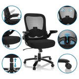 Sedia girevole XXL INSTRUCTOR SW I in nero con schienale in rete e diverse possibilità di regolazione di hjh OFFICE