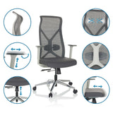 Sedia da ufficio professionale AZURRO WHITE in grigio con diverse viste dettagliate delle opzioni di regolazione di hjh OFFICE