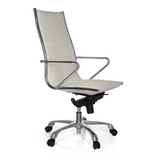 Poltrona professionale PARIBA III color crema con braccioli e base a cinque ruote di hjh OFFICE – vista a 360° (vista frontale a tre quarti 60°)