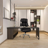 Poltrona professionale COMMANDER nera con imbottitura trapuntata e base a stella con ruote di hjh OFFICE