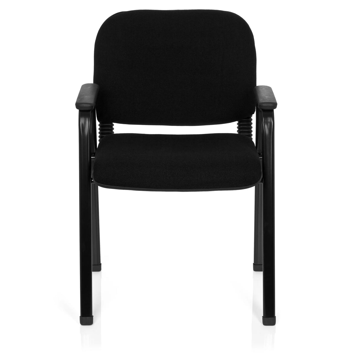 Sedia a quattro gambe XT 650 nera con braccioli e seduta imbottita di hjh OFFICE – vista a 360° (vista frontale 0°)