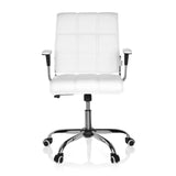 Sedia Home Office ERNESTO bianca con imbottitura trapuntata e base a cinque ruote di hjh OFFICE – vista a 360° (vista frontale 0°)