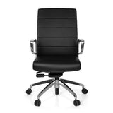 Sedia da ufficio professionale PROVIDER nera con imbottitura trapuntata e base a cinque ruote di hjh OFFICE – vista a 360° (vista frontale 0°)