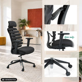 Sedia da ufficio professionale ERGO LINE II PRO in nero con braccioli regolabili e base con ruote di hjh OFFICE