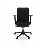 Sedia da ufficio professionale SENATOR nera con braccioli e una base a cinque ruote di hjh OFFICE – vista a 360° (vista frontale 0°)