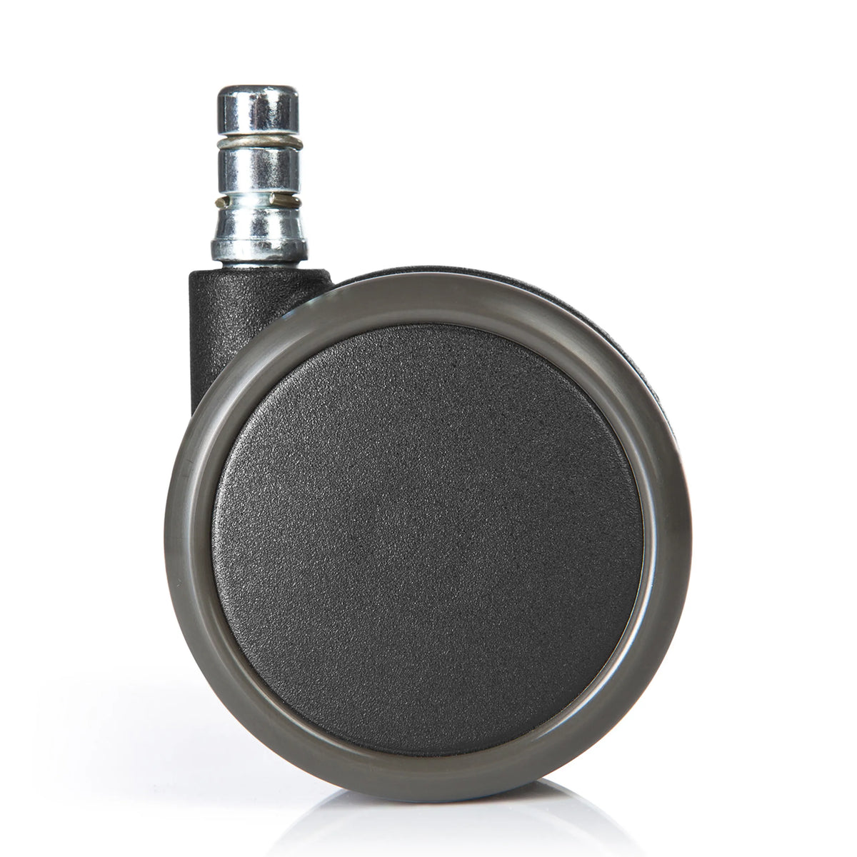 Einzelne schwarze Stuhlrolle 5x ROLO No-Noise 11mm/65mm für Hartböden mit silberfarbenem Metallstift von hjh OFFICE