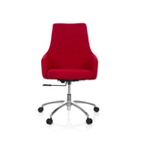 Sedia Home Office SHAKE 100 rossa con seduta imbottita e base a cinque ruote di hjh OFFICE – vista a 360° (vista frontale 0°)