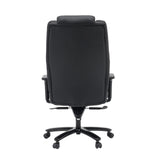 Vista posteriore della sedia girevole XXL Pullmann Gen2 in ecopelle nera con cinque doppie rotelle di hjh OFFICE