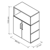Disegno tecnico dell'armadio FlexWall di 1100 × 800 mm di hjh OFFICE PRO