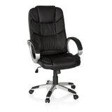 Poltrona Home Office RELAX BY155 nera con braccioli e base a cinque ruote di MyBuero – vista a 360° (vista frontale 20°)