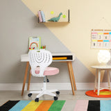 Sedia girevole per bambini KIDDY TOP W con schienale bianco e seduta rosa di hjh OFFICE