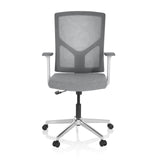 Sedia Home Office BRETON BASE W grigia con schienale in rete e base a cinque ruote di hjh OFFICE – vista a 360° (vista frontale 0°)