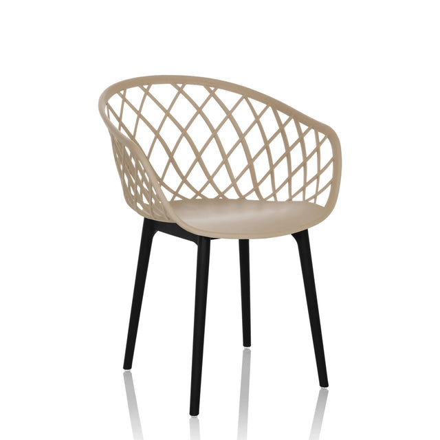 Sedia a conchiglia BEGIO beige con schienale a rete e gambe nere di hjh OFFICE
