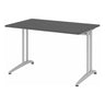 Scrivania color grafite BELA 12 S con struttura in metallo argento e due supporti di hjh OFFICE PRO