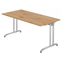 Scrivania BELA 16 S con piano in rovere rustico e struttura argento di hjh OFFICE PRO