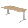 Scrivania BELA 18 S in effetto legno di rovere con gambe in metallo argento di hjh OFFICE PRO