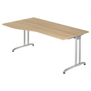 Scrivania BELA 18 S in effetto legno di rovere con gambe in metallo argento di hjh OFFICE PRO