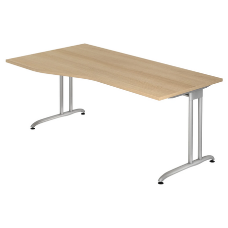 Scrivania BELA 18 S in effetto legno di rovere con gambe in metallo argento di hjh OFFICE PRO