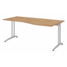 Scrivania BELA 18 S in rovere nodoso con piano curvo e gambe grigio chiaro di hjh OFFICE PRO