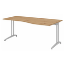 Scrivania BELA 18 S in rovere nodoso con piano curvo e gambe grigio chiaro di hjh OFFICE PRO