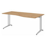 Scrivania BELA 18 S in rovere nodoso con piano curvo e gambe grigio chiaro di hjh OFFICE PRO