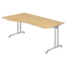 Scrivania BELA 18 S effetto acero con piano curvo e gambe argentate di hjh OFFICE PRO