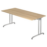 Scrivania BELA 19 S con piano color rovere e struttura argentata di hjh OFFICE PRO