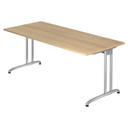 Scrivania BELA 19 S con piano color rovere e struttura argentata di hjh OFFICE PRO