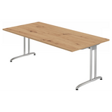 Scrivania BELA 2E S con piano in rovere nodoso e gambe in metallo argentate di hjh OFFICE PRO