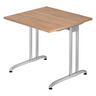 Scrivania BELA 8 S con piano color noce e struttura a C argentata di hjh OFFICE PRO